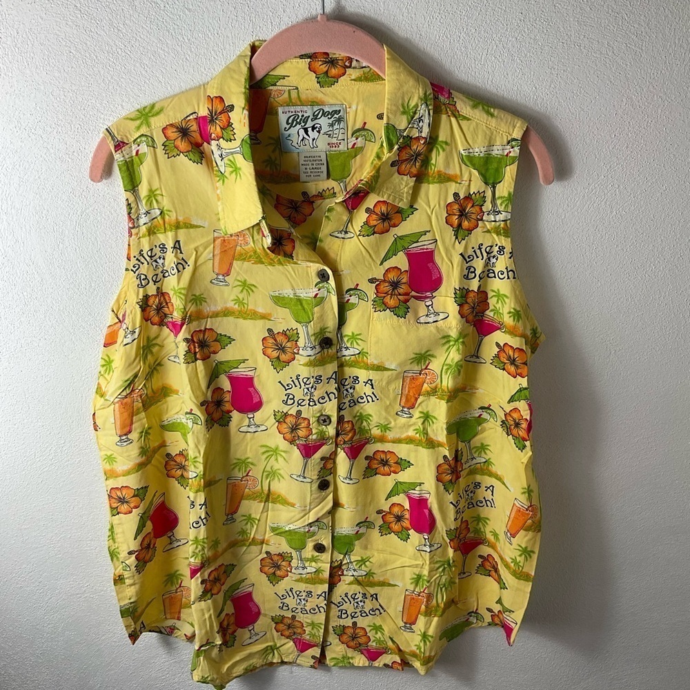 VTG Y2K Big Dogs Life’s A Beach Cocktail Shirt Sz XL